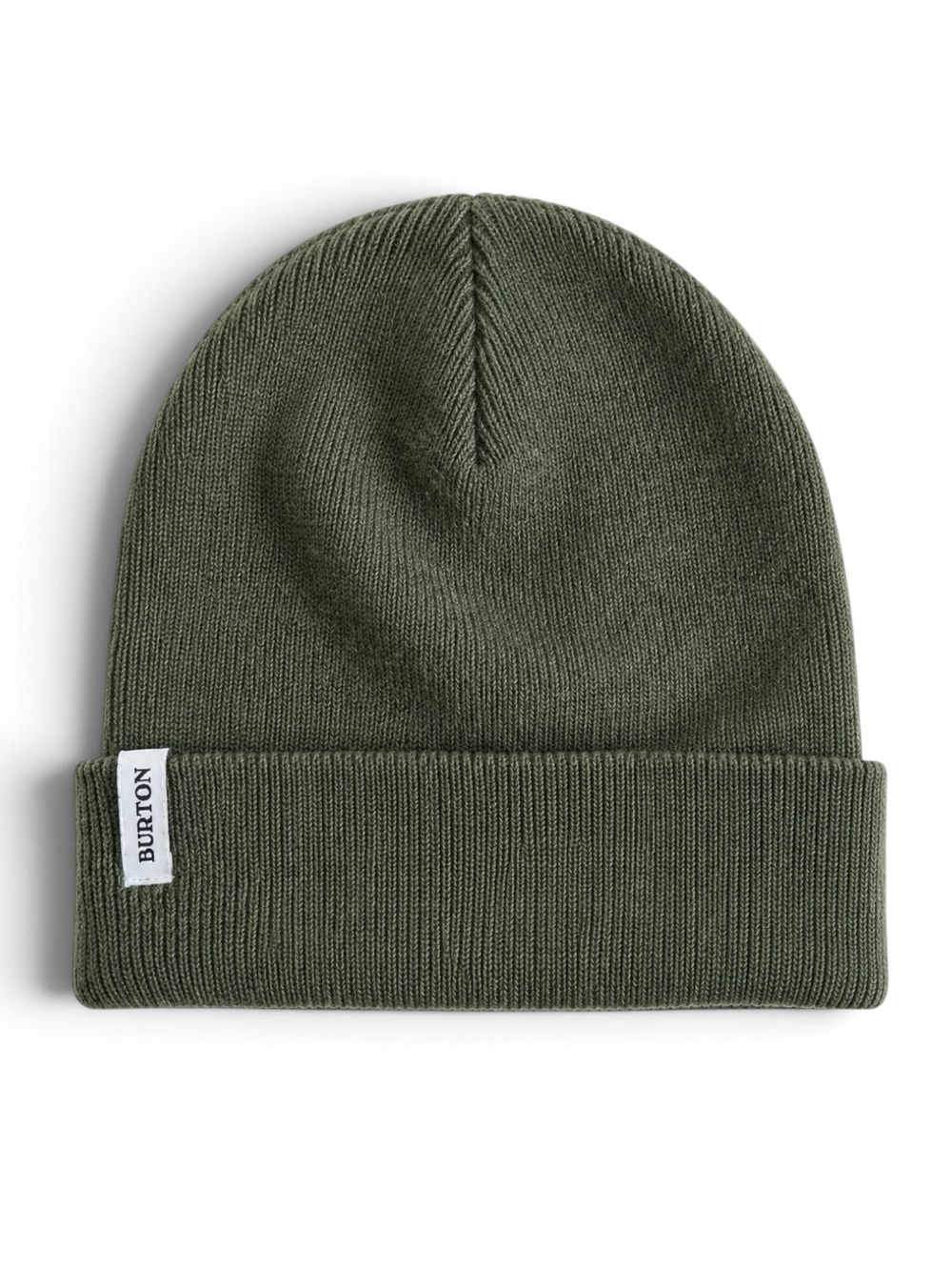 Burton Ribbed Cuffed Knit Beanie Hat Olive Green Ski Snowboard One Size